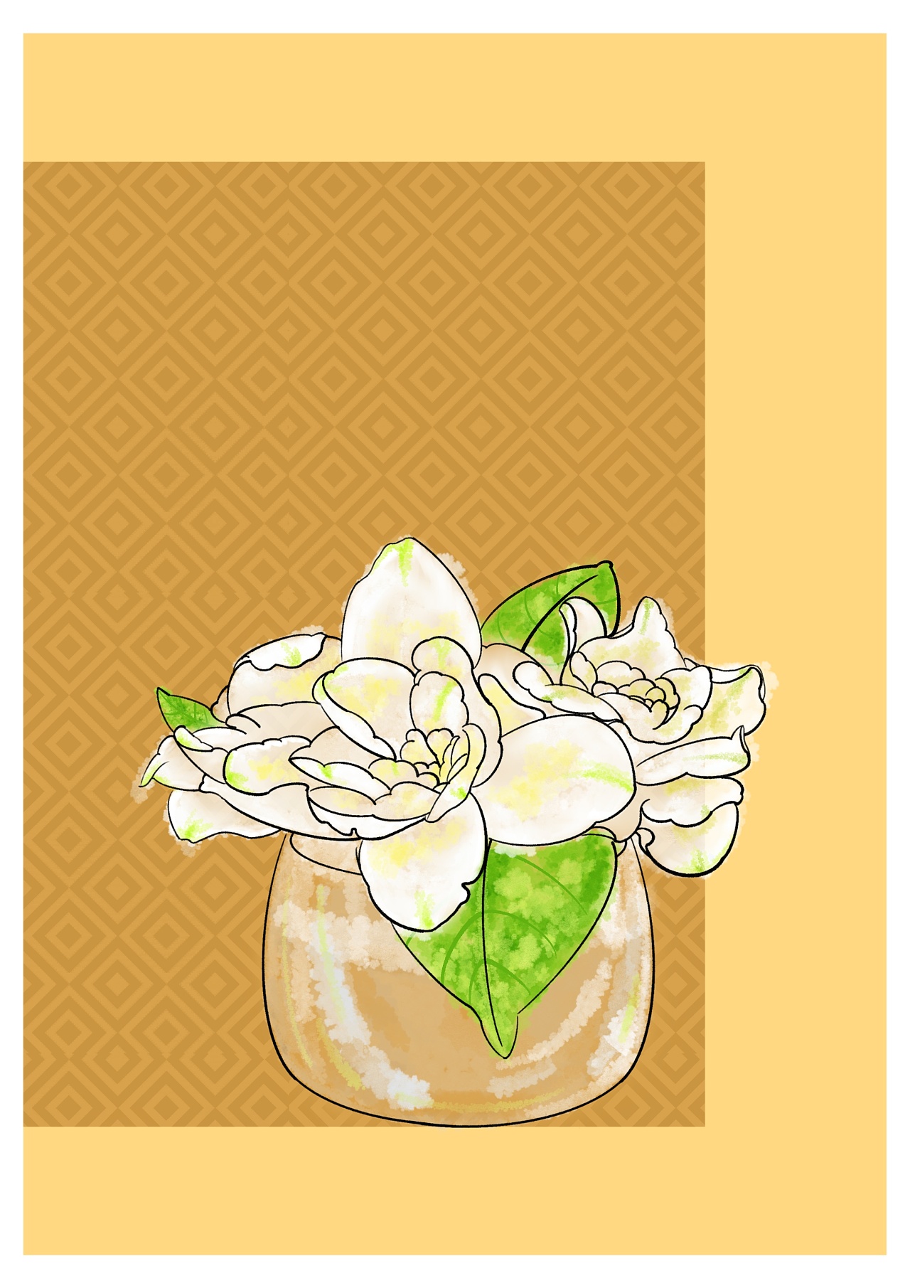 插画练习作品栀子花