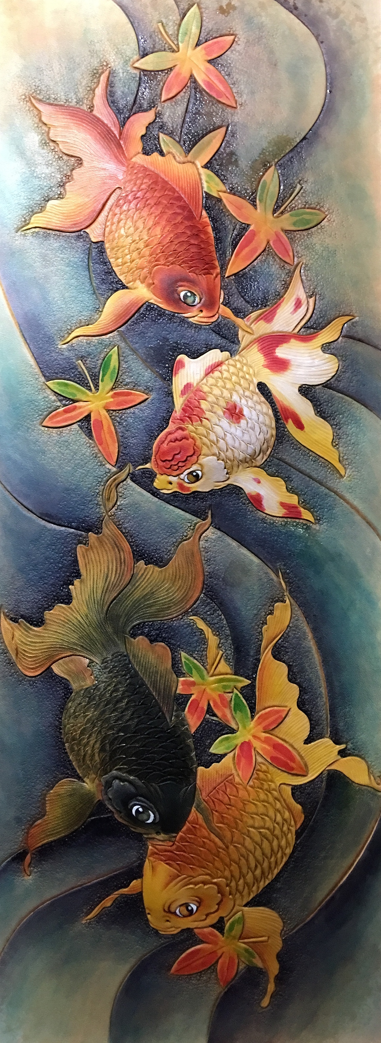 皮雕画—-金鱼戏水（图ZMTQxNzE3NDk2） - 工艺品设计 - 站酷设计师斑寅原创素材 - 站酷ZCOOL