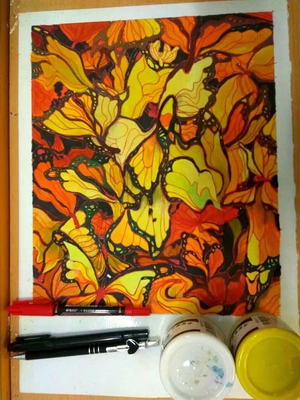 装饰水粉画,抽象蝴蝶!