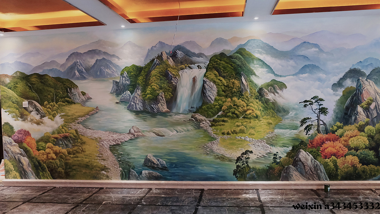 大厅背景山水风景壁画