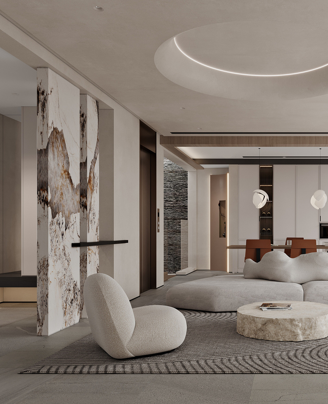 轻法式|侘寂奶油系客厅装修设计