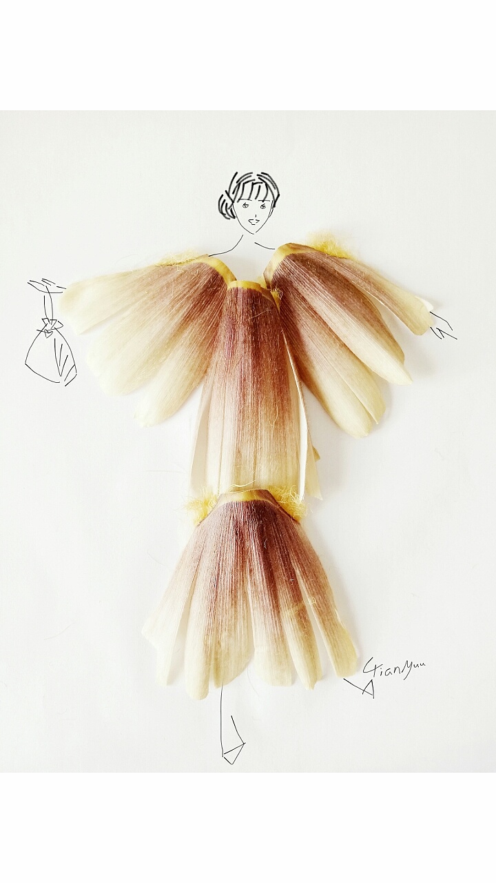 穿蔬菜时装的少女|服装|正装/礼服|田田的鱼 - 原创作品 - 站酷