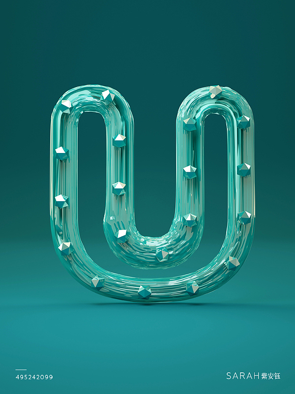 26字母c4d设计3d字体设计金属字英文字母紫安钰