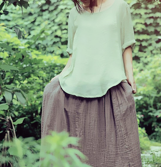 韵文原创设计 半身裙 感觉很旧的老棉布 鎏金