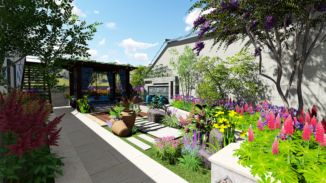 庭院景观设计（图ZNzIyMzgyNjQ=） - 景观设计 - 站酷设计师苦咖啡清茶原创素材 - 站酷ZCOOL