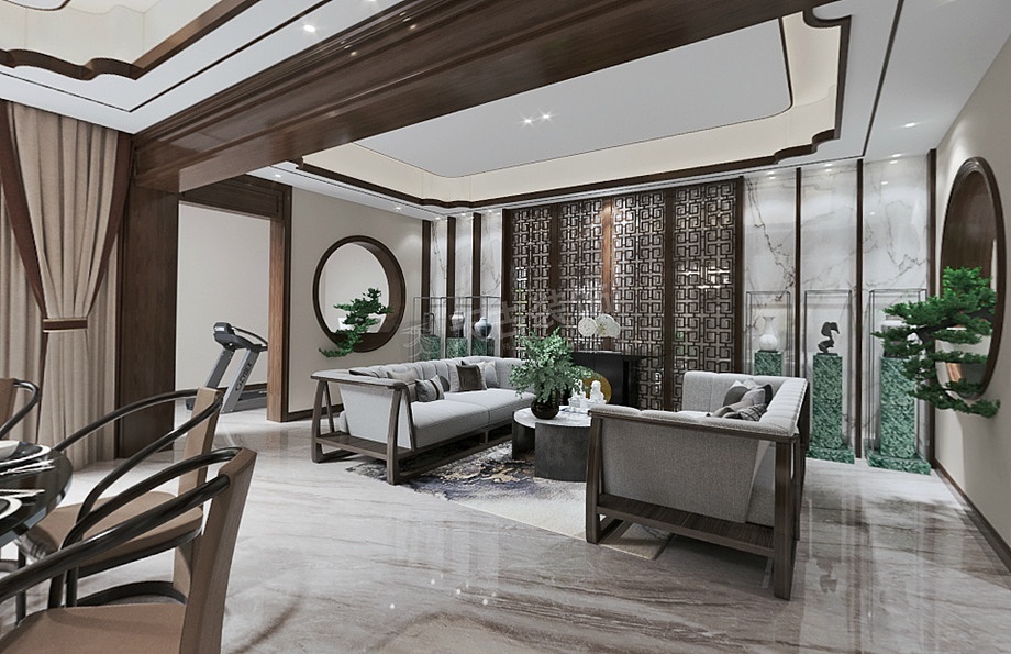 金科御临河联排别墅装修,新中式风格设计,渝北天古装饰