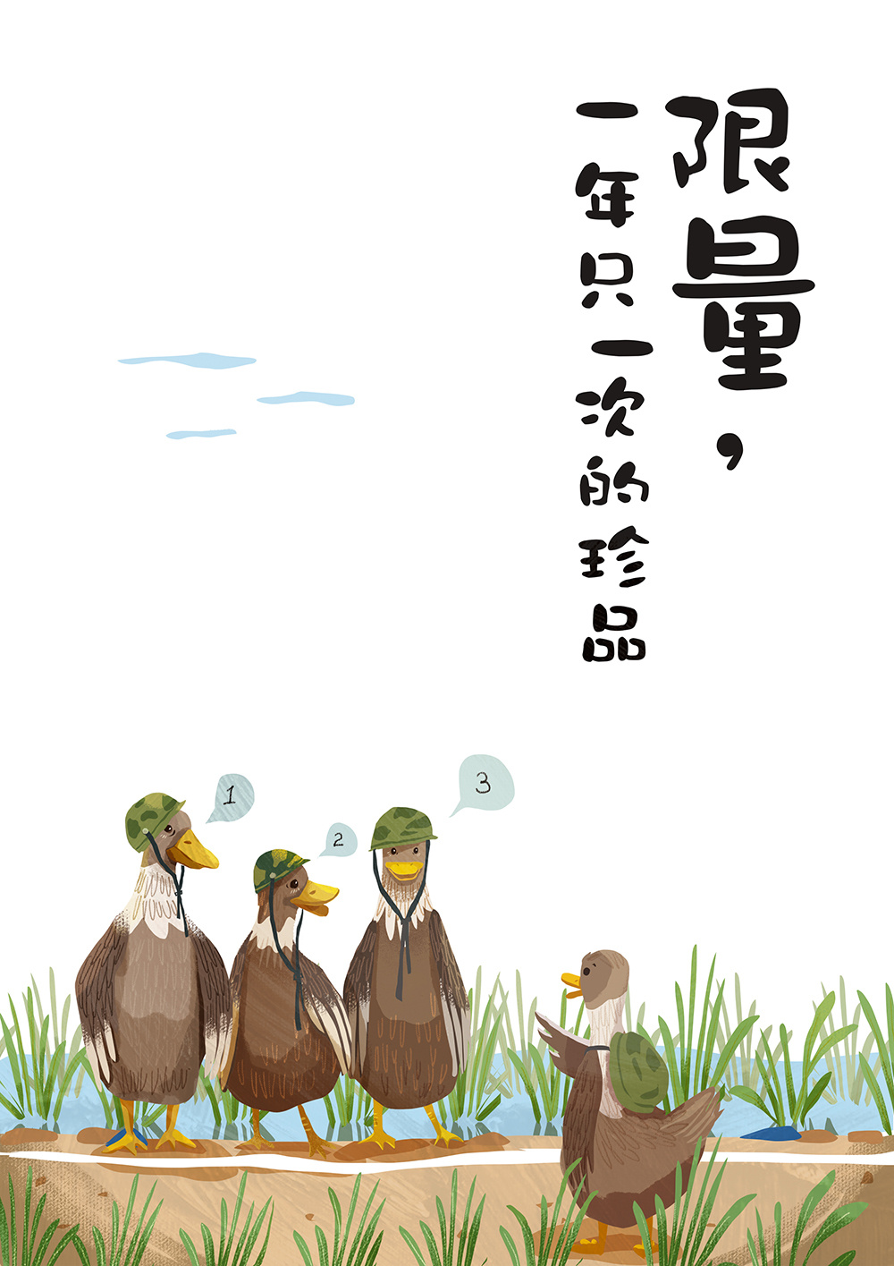 与归来兮有机农庄合作的稻田鸭插画