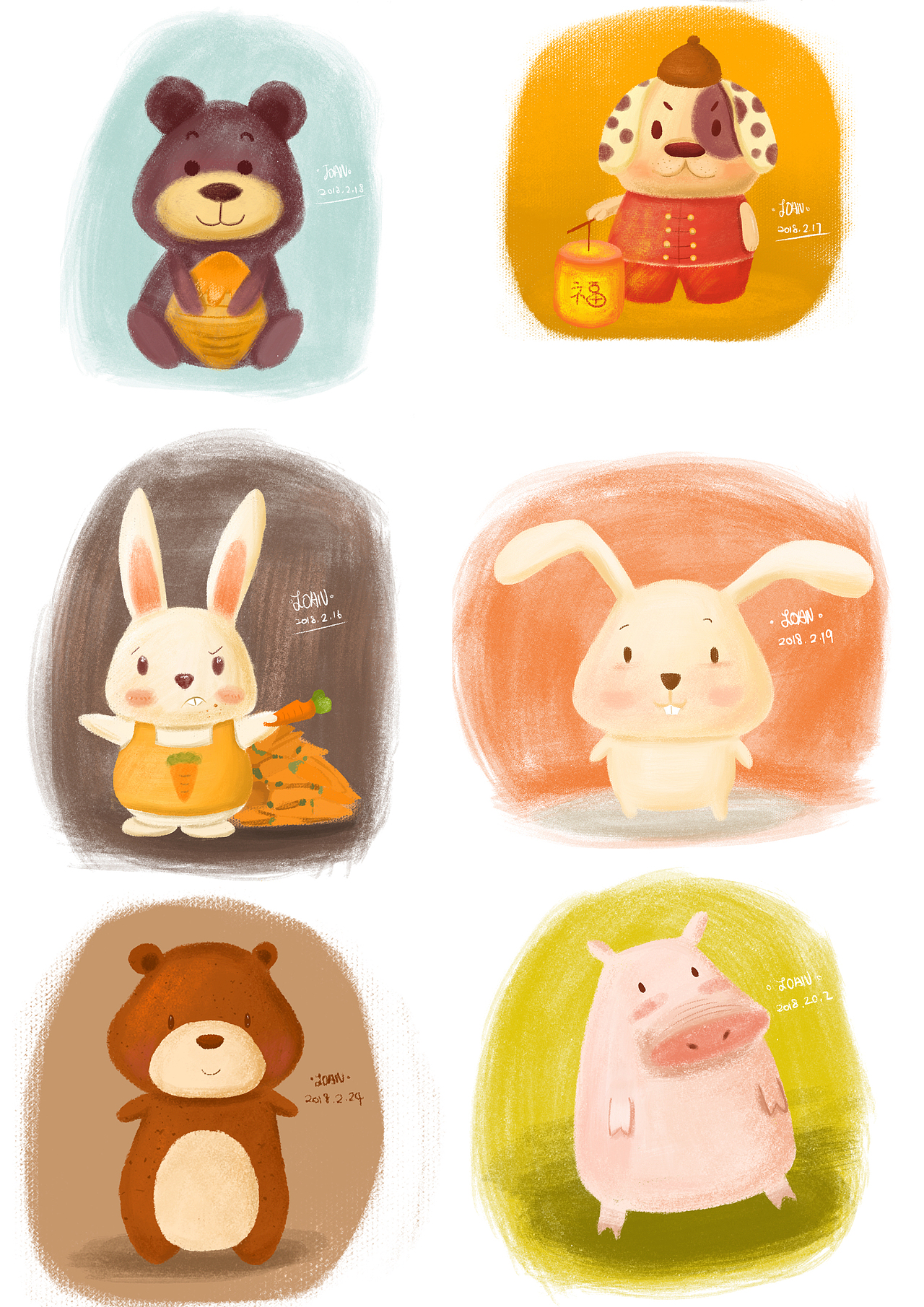 画了一组小动物哟