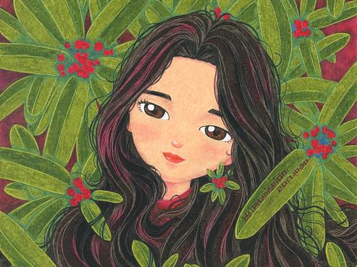 油画棒彩铅插画