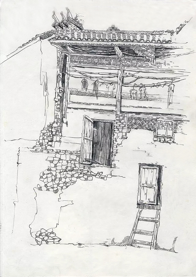 {湘西苗寨}--风景写生速写（图ZNTY2NTM0NDQ=） - 绘画 - 站酷设计师伢仔呀原创素材 - 站酷ZCOOL