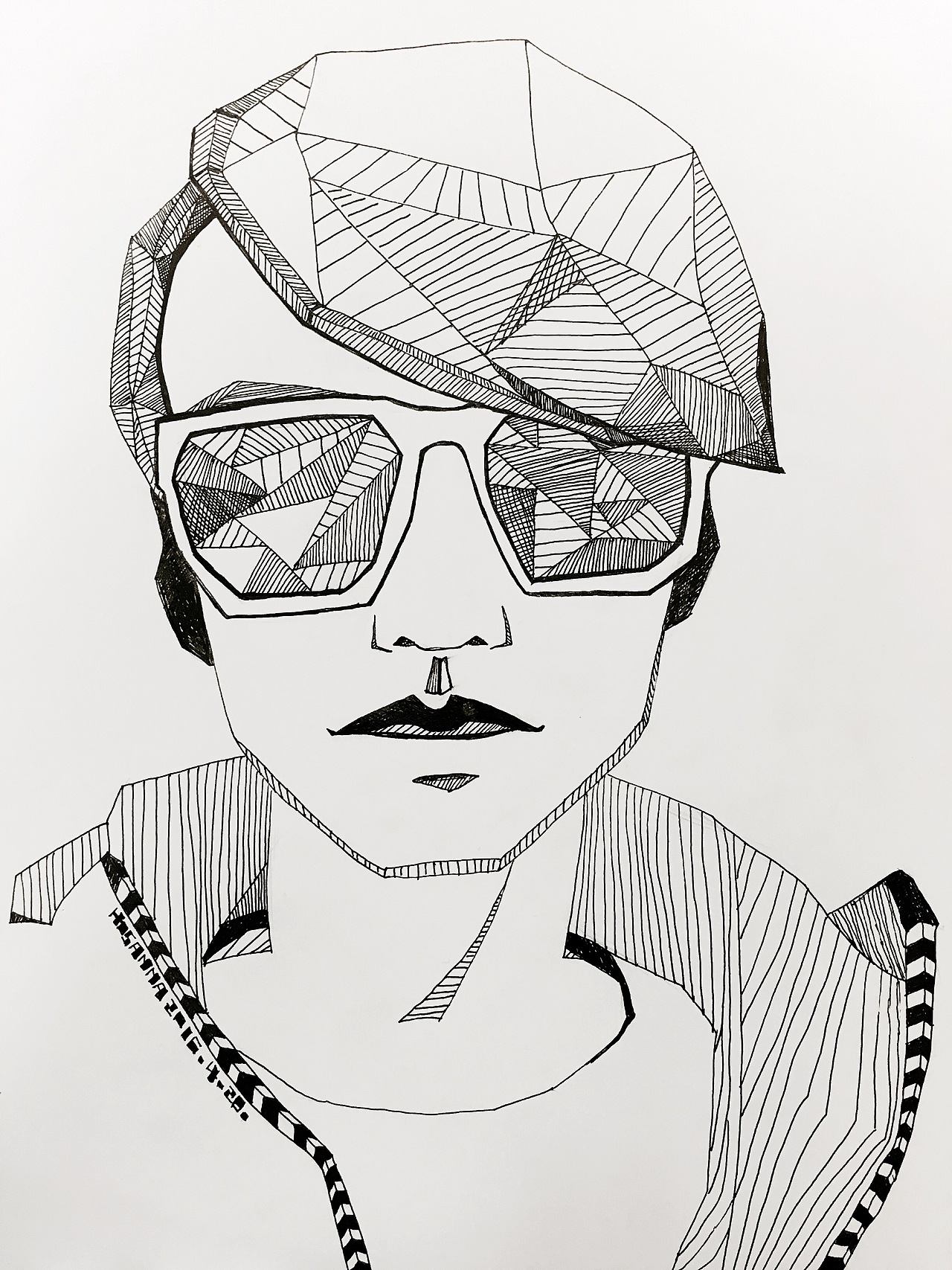 手绘黑白创意线描