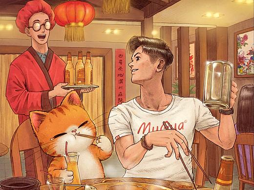 原创插画《带上橘猫去旅行》-成都