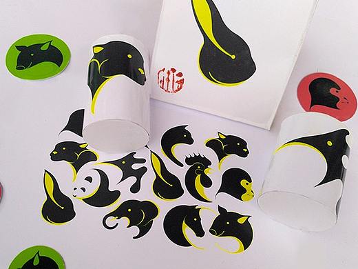 一套以动物为主题的图形设计训练（以及手工制作样品）