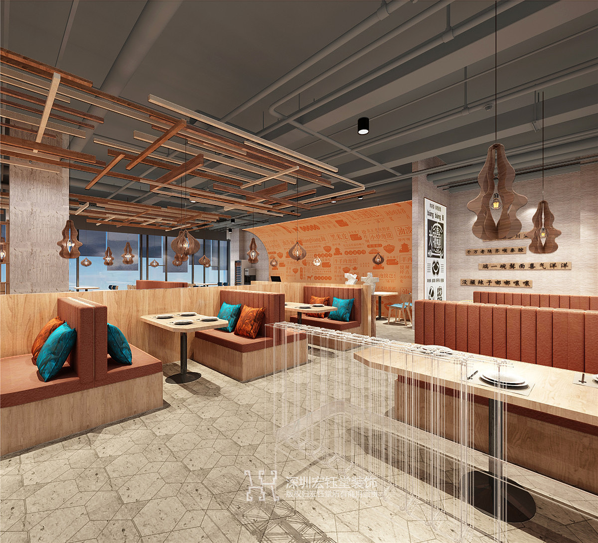 郑州西贝三宝特色小吃店装修案例-宏钰堂餐饮装修公司（图ZMTU5MTMyOTc2） - 家装设计 - 站酷设计师办公装修设计公司原创素材 - 站酷ZCOOL