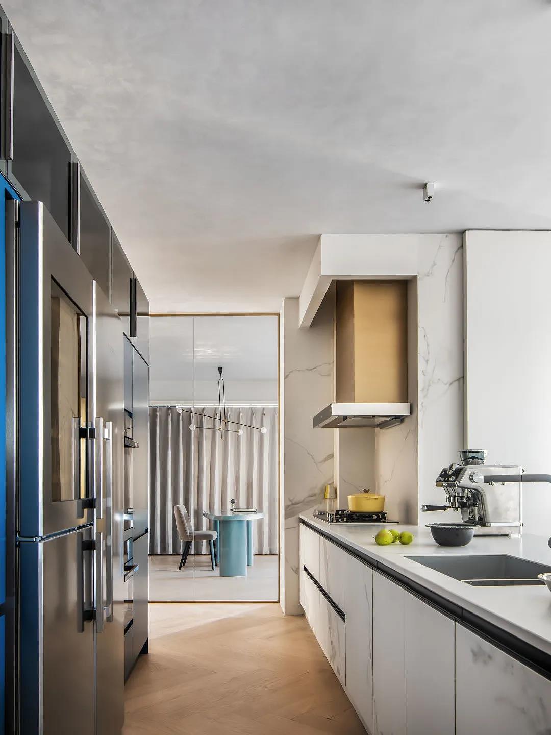 190㎡现代简约风格新房装修,大横厅的纯净轻质感