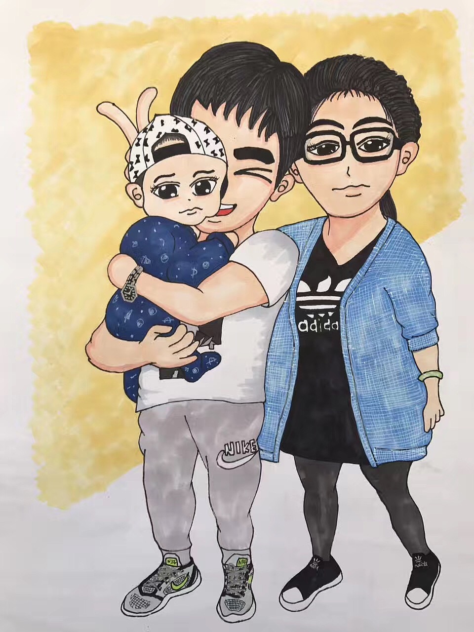 马克笔之一家三口3