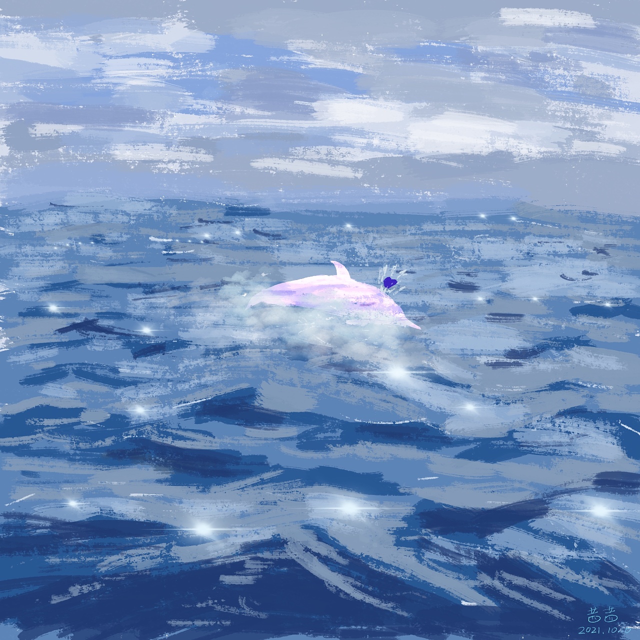 鲸入海,鸟归林|插画|艺术插画|风岳十四 - 原创作品 - 站酷 (zcool)