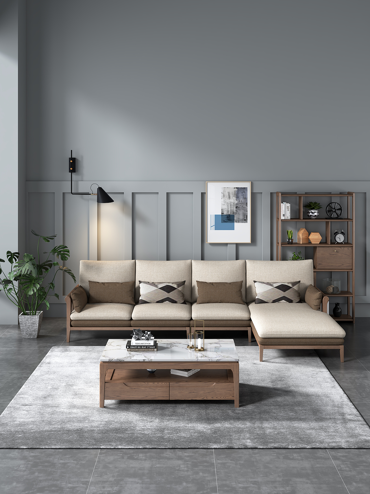 某电商家具产品渲染 - 实木沙发款（原木+梨花木）（图ZMjczNjMzMzk2） - 场景 - 站酷设计师氷奈冰丶瞬原创素材 - 站酷ZCOOL