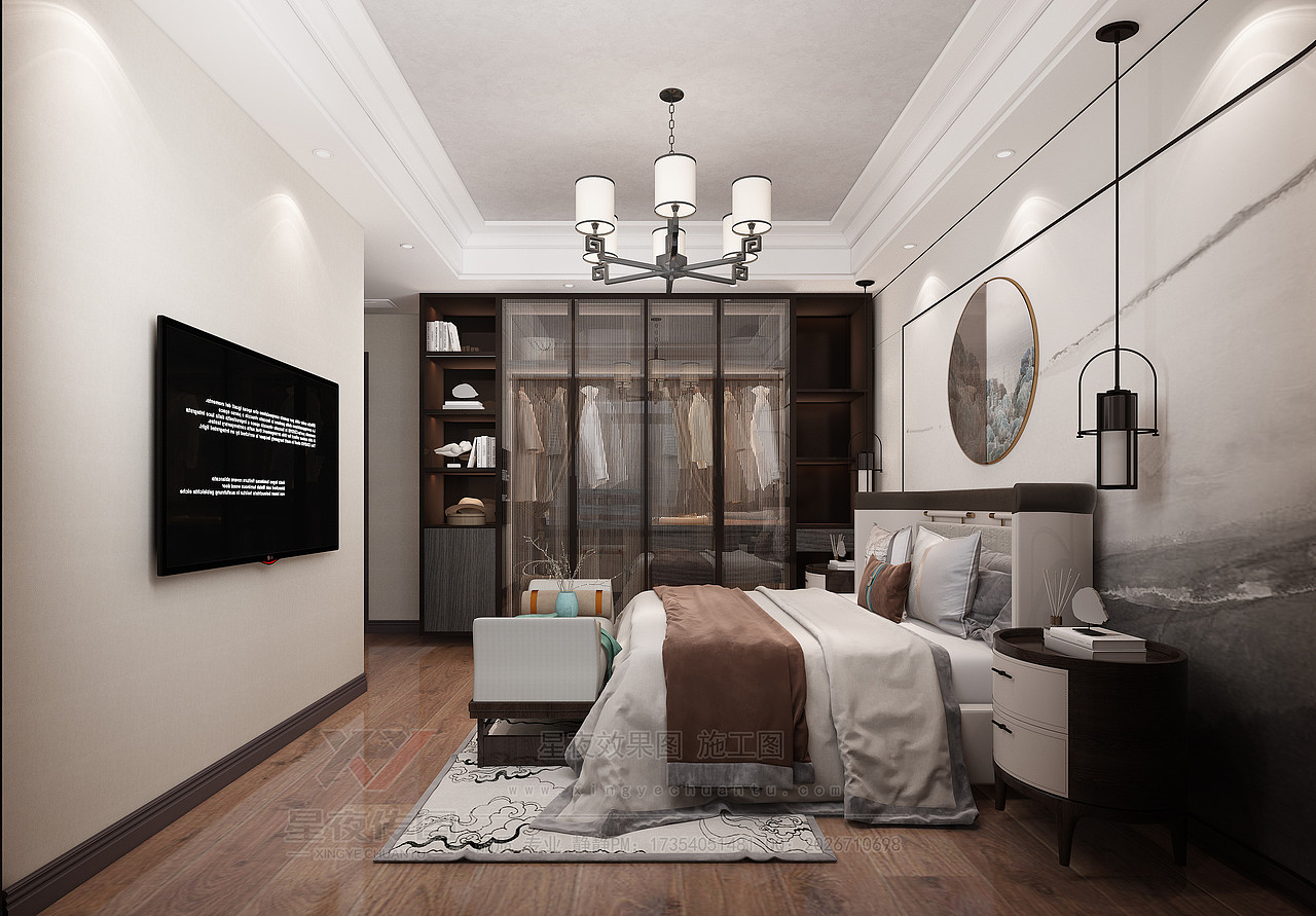 新中式卧室+书房