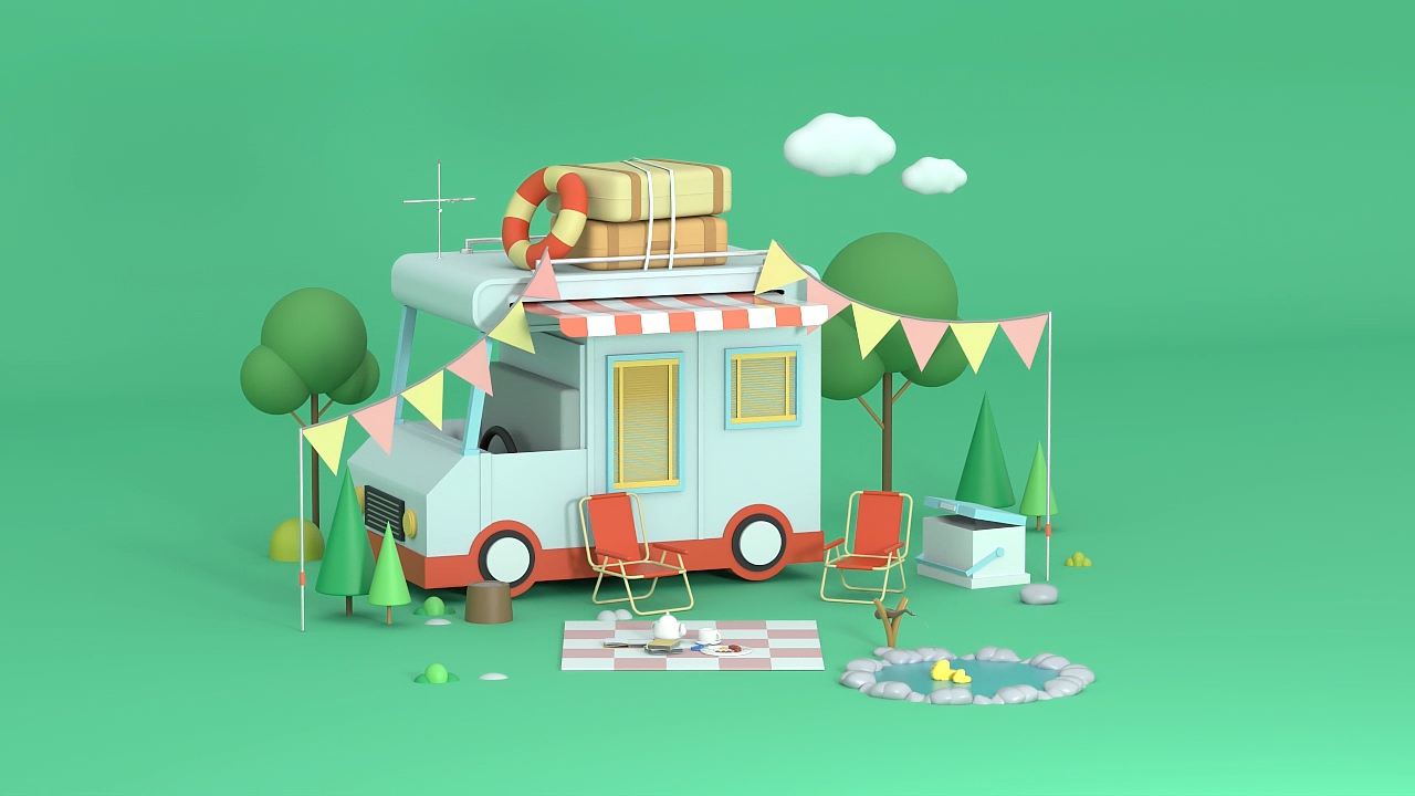 户外野餐小清新三维动画（图ZMjk4MTE1Njg4） - 动画/影视 - 站酷设计师Z97819882原创素材 - 站酷ZCOOL