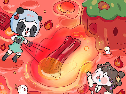 密火独家原创ip盼盼和花花之零食大冒险系列插画限定