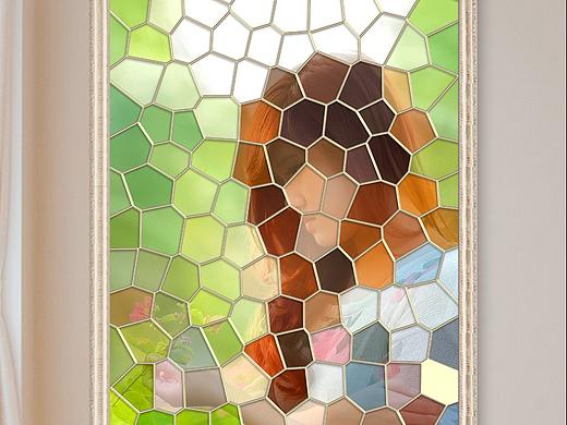 简约几何美女移动门装饰画