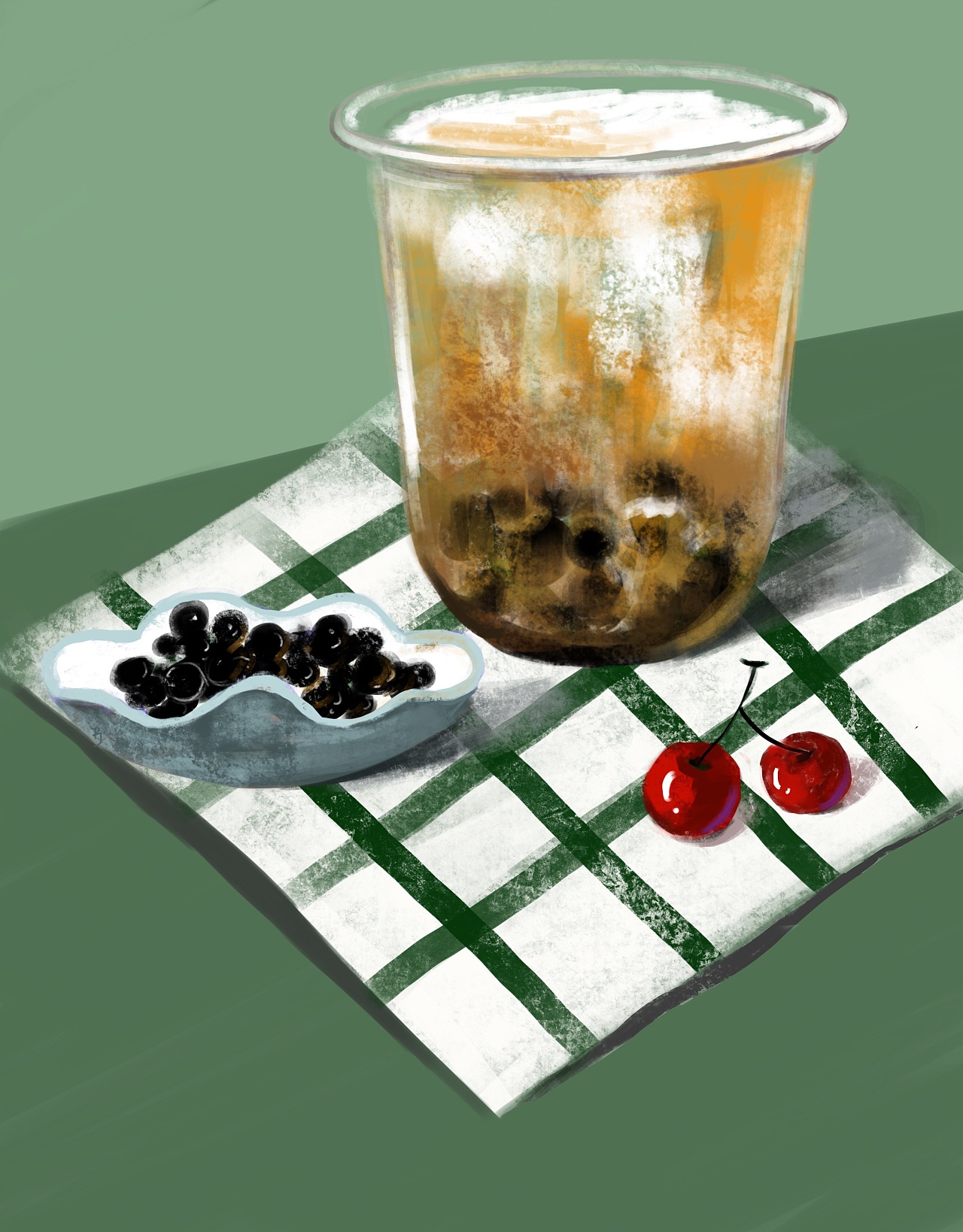 一组奶茶商业插画