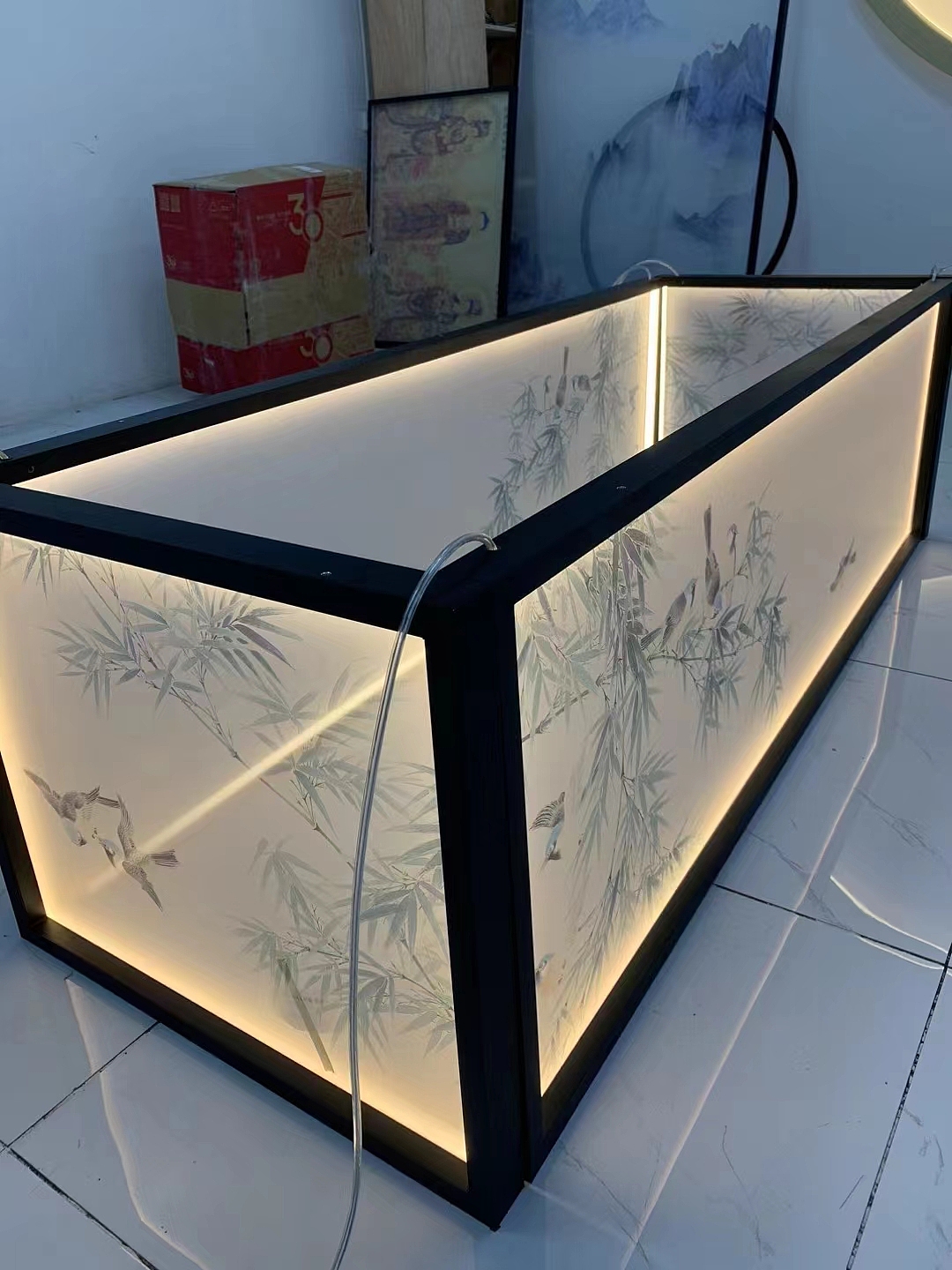 天花吊顶应用发光纱画艺术屏效果出奇的绝了