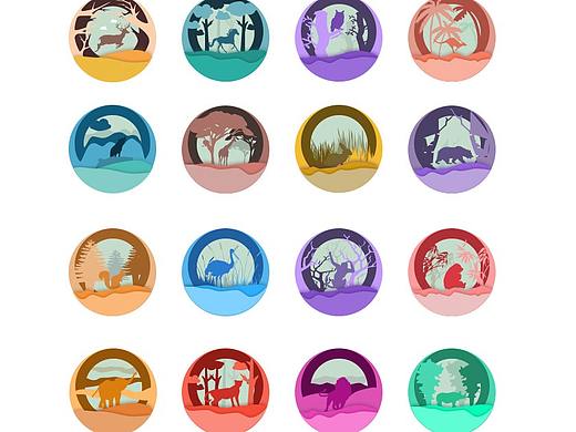 插画图标-森林里面来相聚