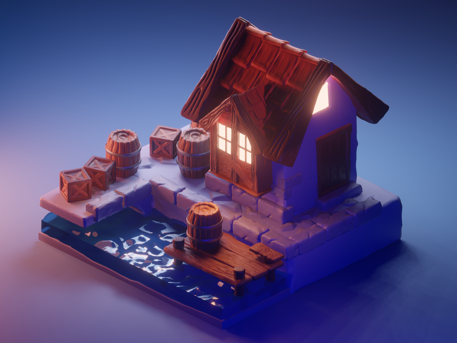 【bl练习】豆腐块小房子|三维|场景|鸭鸭鸭鸭k - 临摹作品 - 站酷