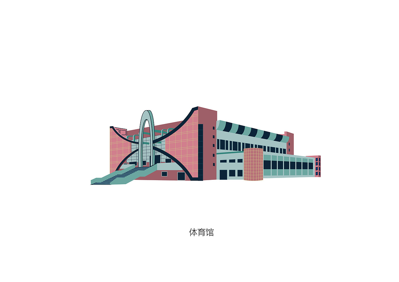 石河子大学建筑剪影概括