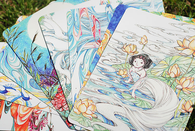 【镜花水月】主题明信片（图ZNTA0ODg1NjQ=） - 商业插画 - 站酷设计师殷尧原创素材 - 站酷ZCOOL