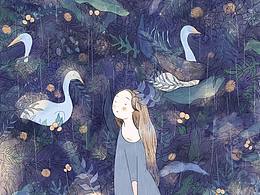 分享一副三年前画的作品-雨中的小女孩