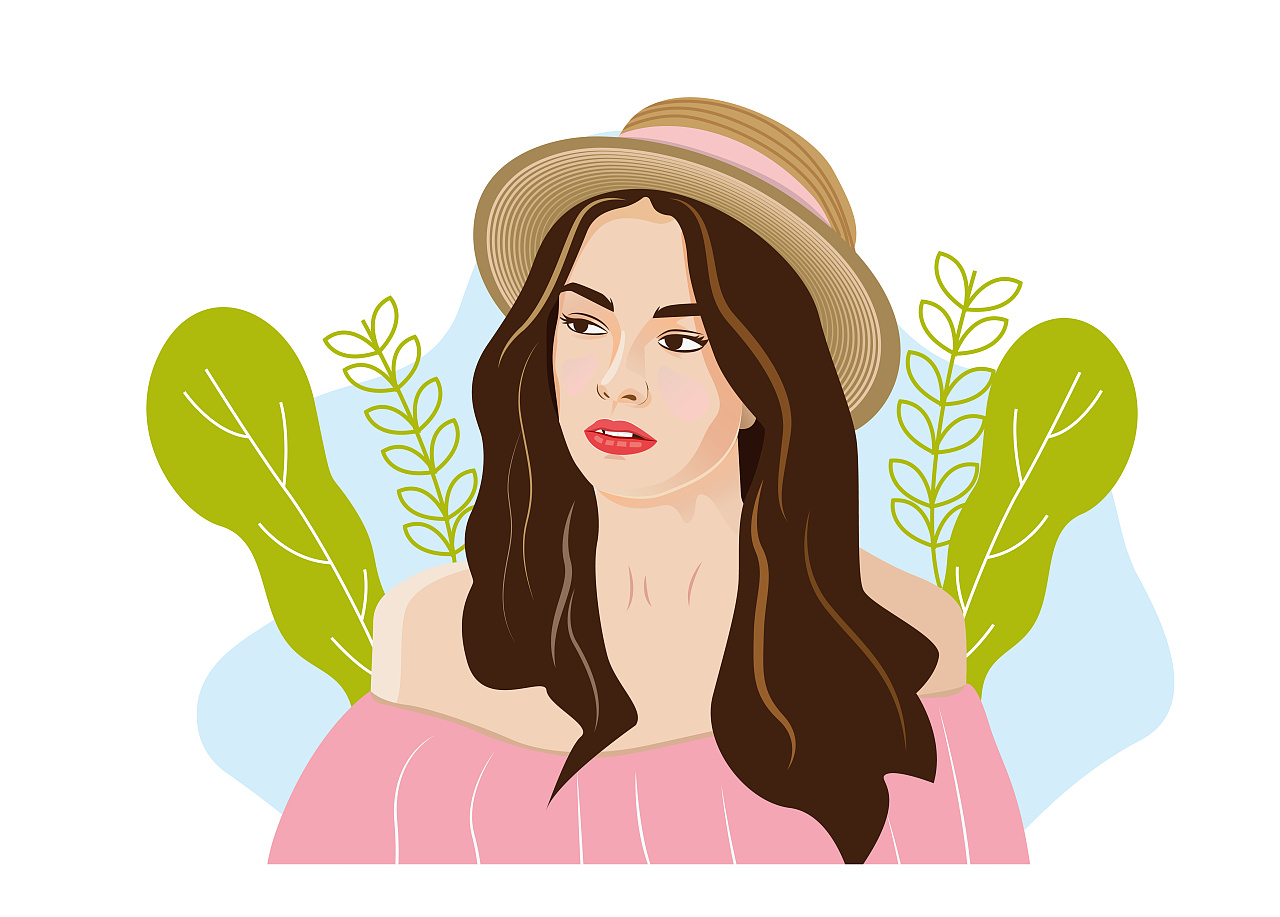 ai矢量插画美女作品