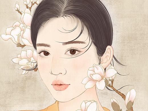 工笔风插画｜那些花儿之玉兰花