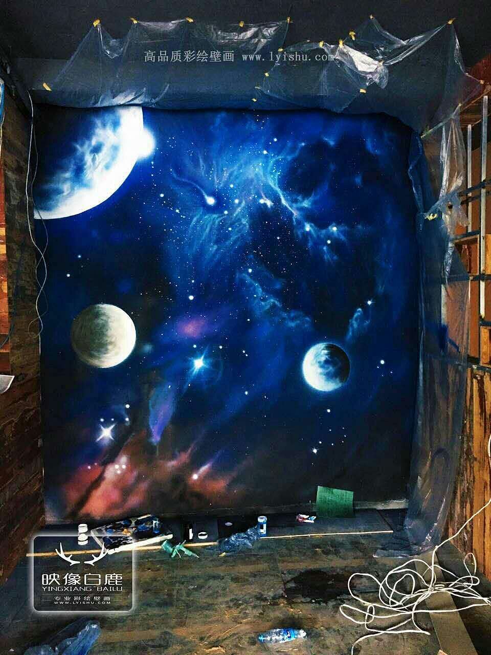 宇宙星空墙绘图片图片