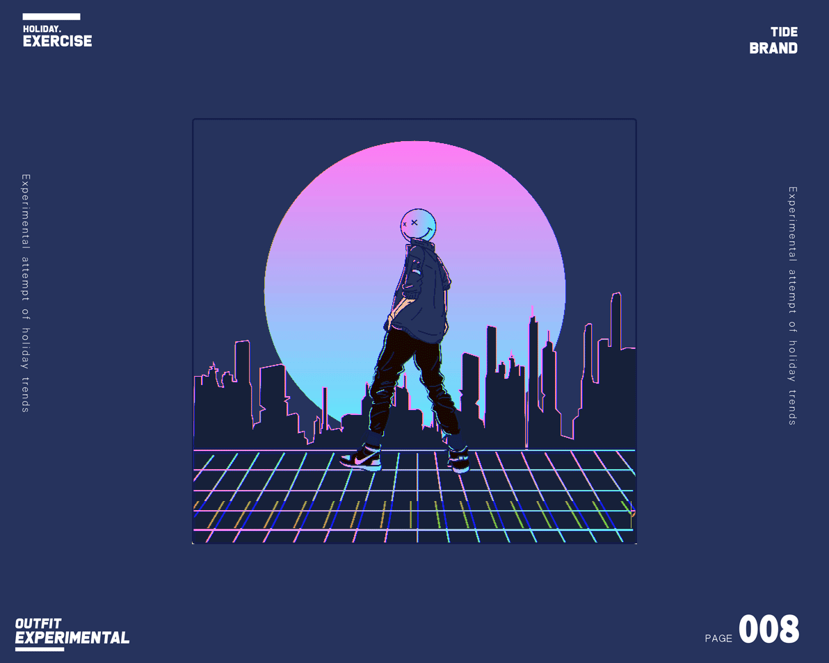 潮牌穿搭创意插画