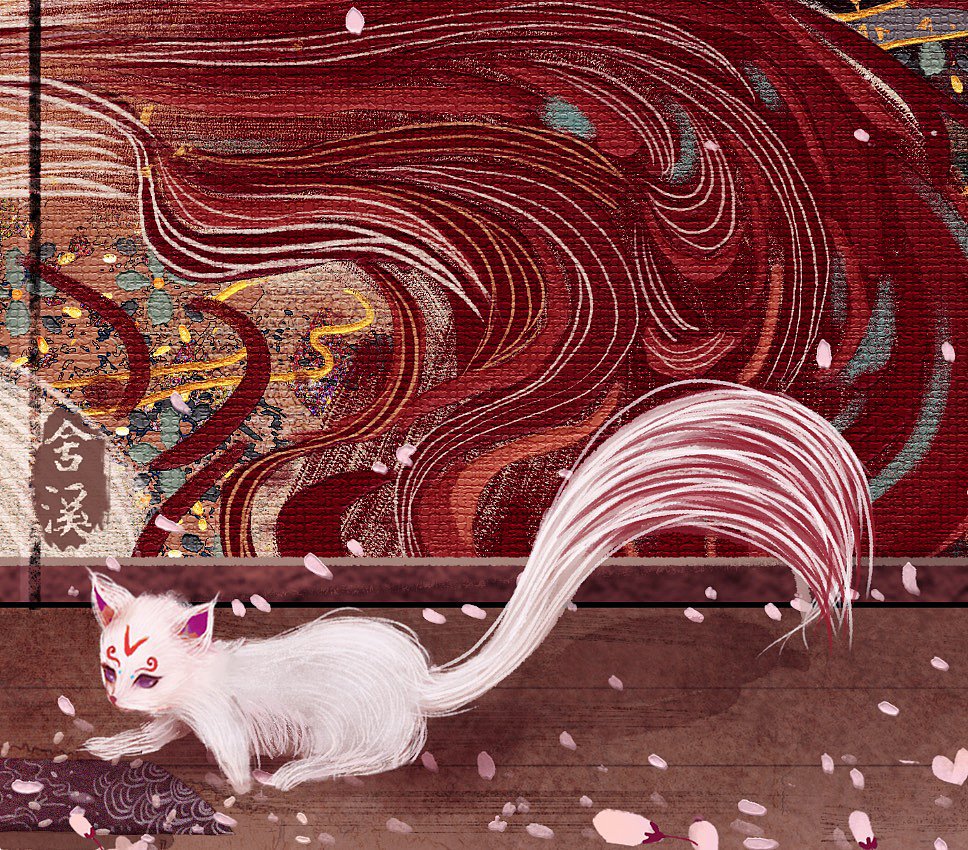 执笔绘青丘青丘有九尾原创古风插画