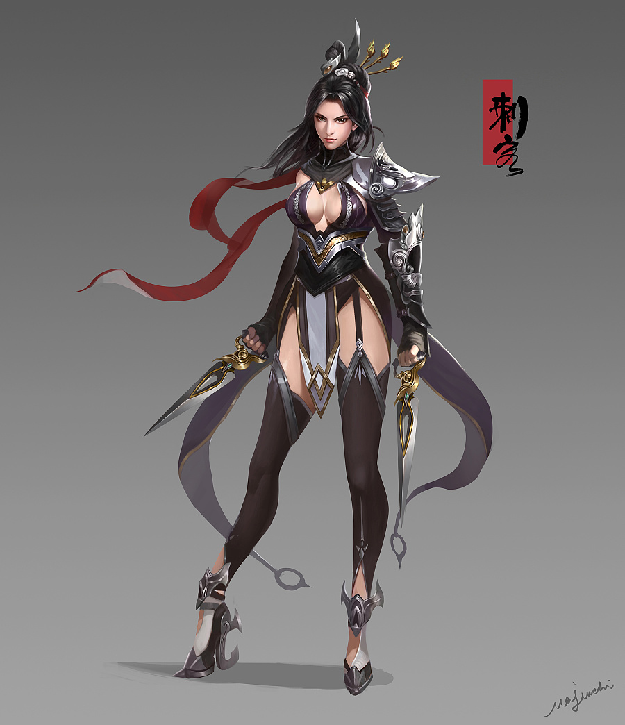 女刺客绘制步骤分享|游戏原画|插画|mjc0909 - 原创设计作品 - 站酷