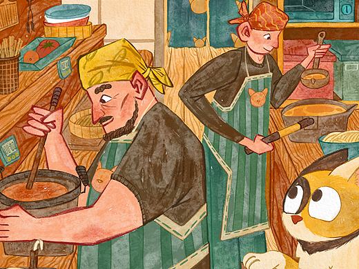 原创插画｜呆猫拉面店3️⃣