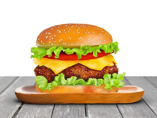 手绘汉堡（个人主页-ZNTU0NTMzNjA=） - 绘画 - 站酷设计师熊猫爱磕糖原创素材 - 站酷ZCOOL