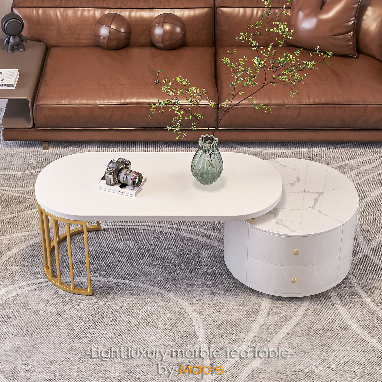 轻奢大理石子母茶几