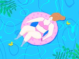泳池插画