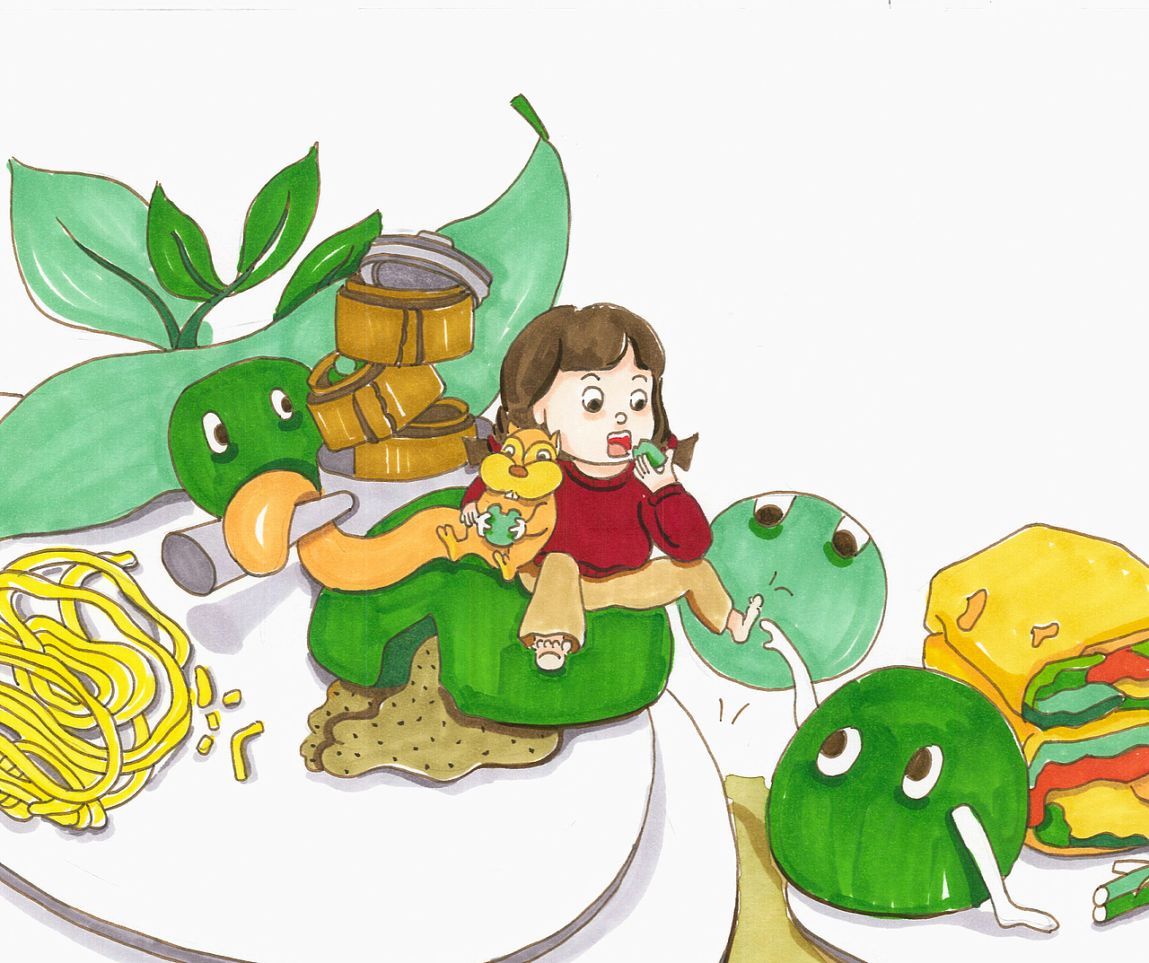 儿童绘本·美食插画篇——宅家IDEA（图ZMjAwNTUwMDg0） - 儿童插画 - 站酷设计师哦牙烦范啊原创素材 - 站酷ZCOOL