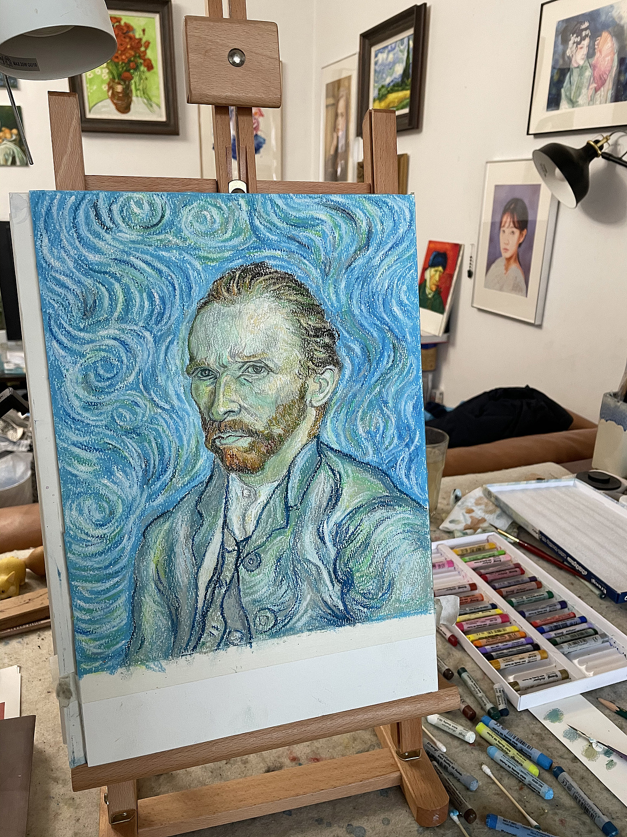 油画棒教程分享之梵高自画像2