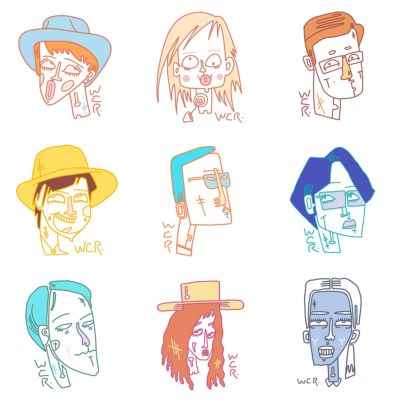 FaceDoodle/怪相涂鸦/丑叔WCR（图ZMTk3ODkxMjc2） - 新锐潮流插画 - 站酷设计师王晨睿原创素材 - 站酷ZCOOL