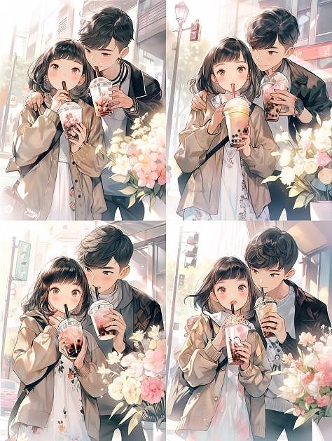 二次元奶茶店海报