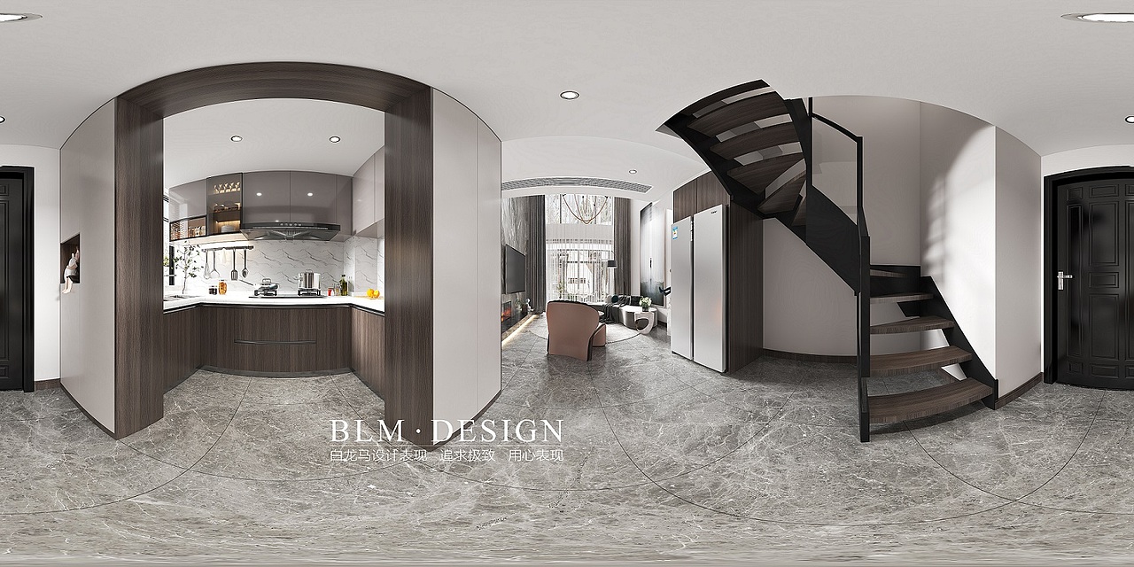 复式公寓客餐厅—白龙马效果图