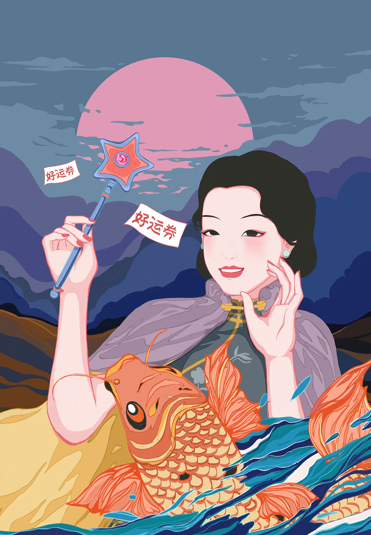 霁月-月份牌（图ZMjI0ODE0ODYw） - 商业插画 - 站酷设计师Yolly7原创素材 - 站酷ZCOOL