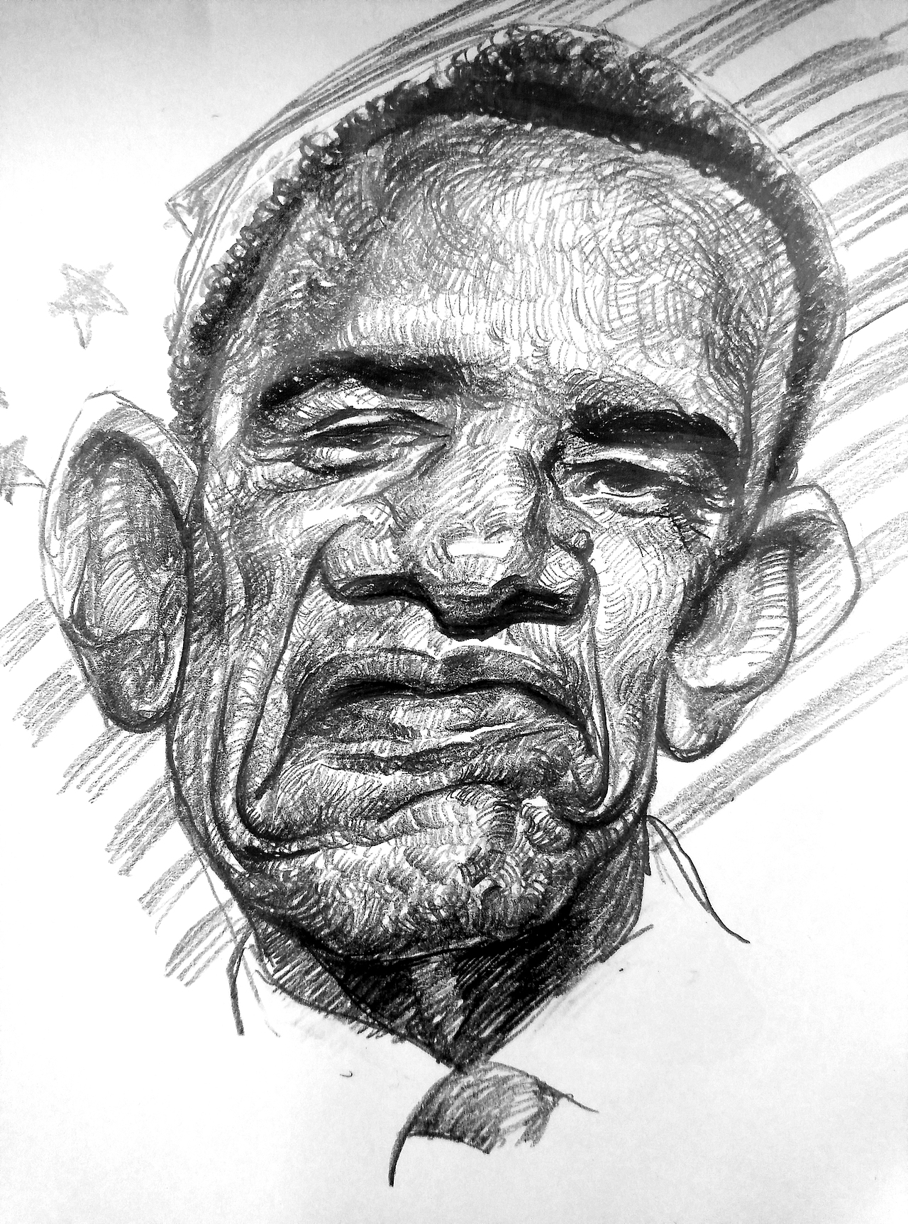 c2漫画人物之奥巴马素描稿